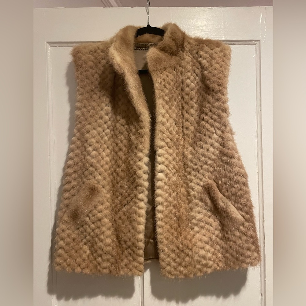 Pristine blonde mink convertible jacket vest size 12 rare!